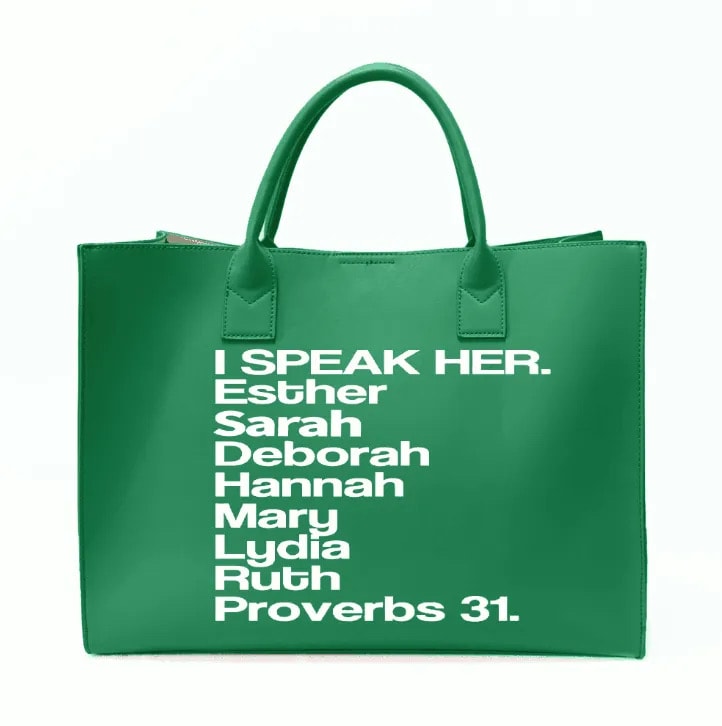 I Speak Her Tote — Money Green