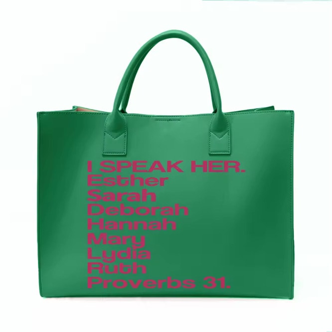 I Speak Her Tote — Pink And Green